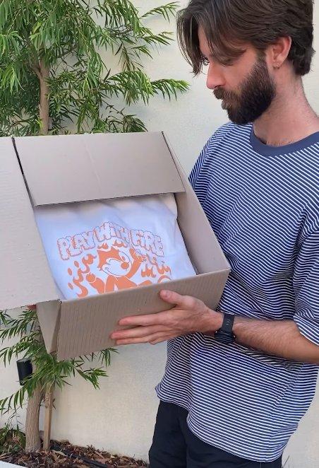 A bold graphic-print tee, fresh out of the box
