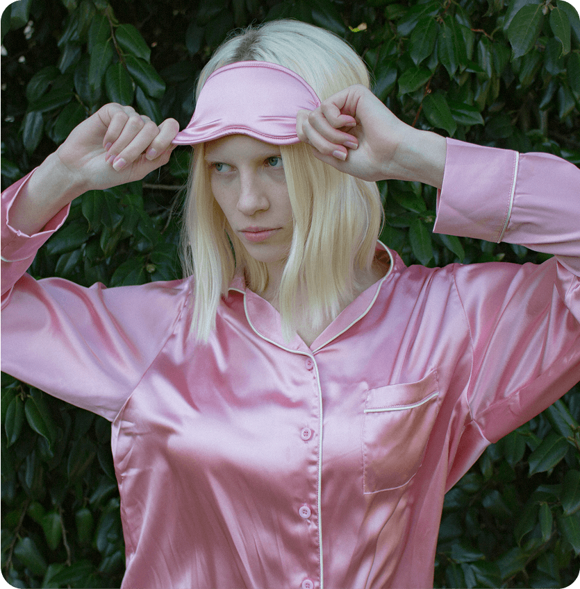Custom satin pyjamas in high shine satin